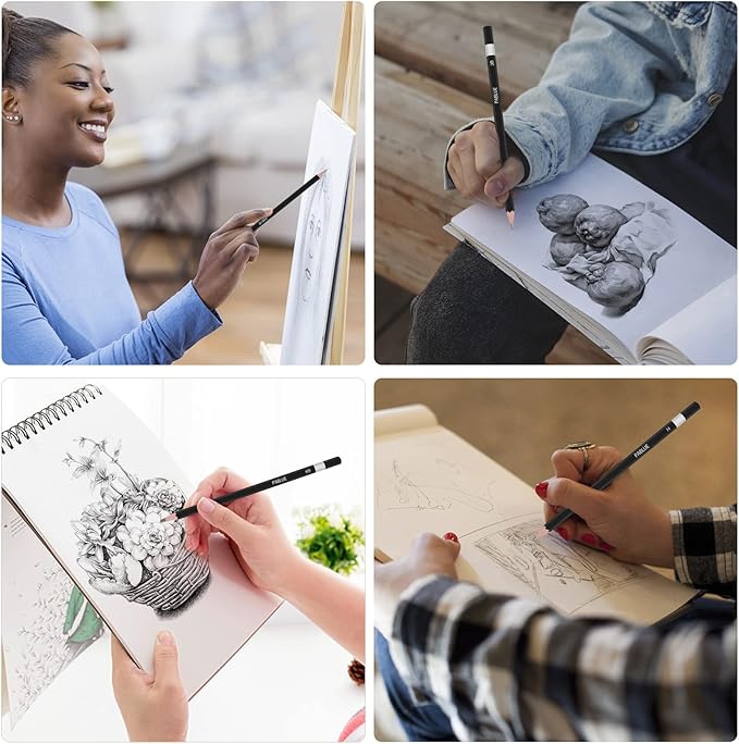 Professional Triangular Drawing Sketching Pencil Set,6H,4H,2H,H,HB,F,B,2B,3B,4B,6B,8B,10B,12B Graphite Shading Pencils Gift for Beginners,ProArtists,Drawing,Drafting,Sketching,Shading(14 Pcs)