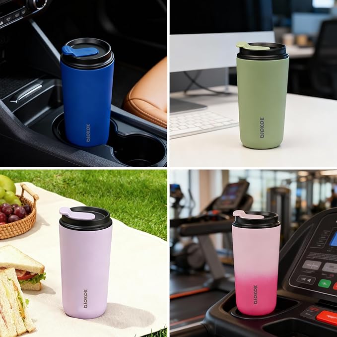 BJPKPK 16oz Insulated Tumbler with Lid,Travel Coffee Mug Stainless Steel,Leakproof Reusable Thermal Cup for Cold and Hot Drinks,Forest Green