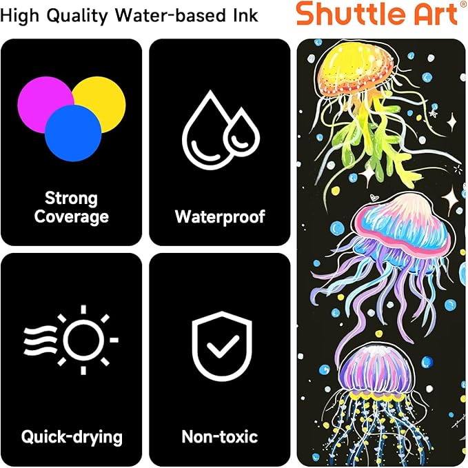 Shuttle Art 25 Colors Dual Tip Acrylic Paint Markers, Brush Tip and Fine Tip Acrylic Paint Pens for Rock, Ceramic, Wood, Canvas, Plastic, Glass, Stone, Calligraphy, Card Making, DIY Crafts