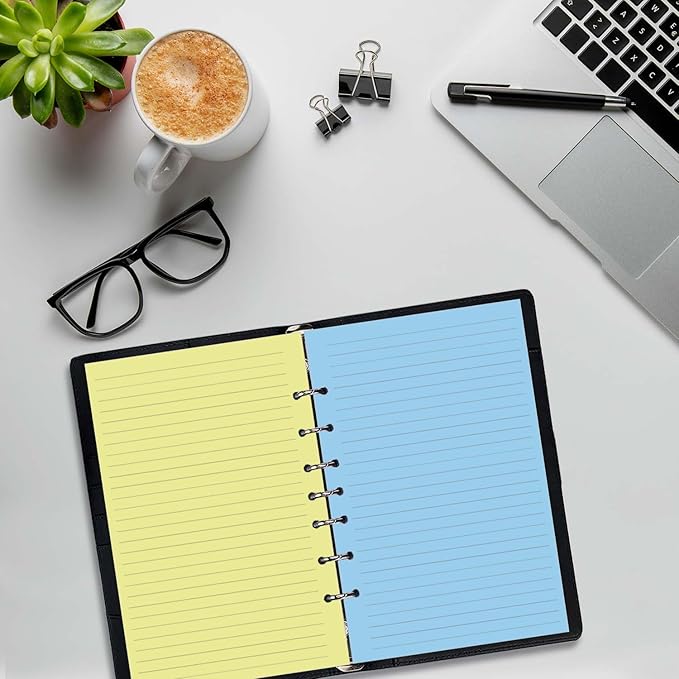 7-Hole Lined Refills Paper, A5 Filler Paper for Planner Inserts, A5 Loose Leaf Paper, 5 Colors(20 Sheets/C), 100 Sheets/200 Pages, College Ruled, 5.5 X 8.5 Inch