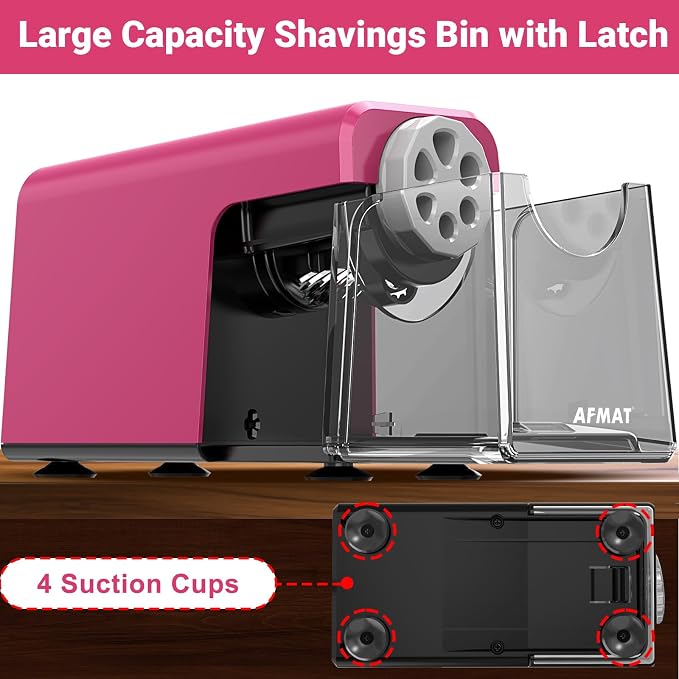 AFMAT 6-Hole Electric Pencil Sharpener for Classroom, Cordless & Rechargeable, Heavy Duty Pencil Sharpeners for 6-11mm Colored Pencils, Auto Stop, Super Fast, 10,000+ Sharpenings, Battery Powered PSD1