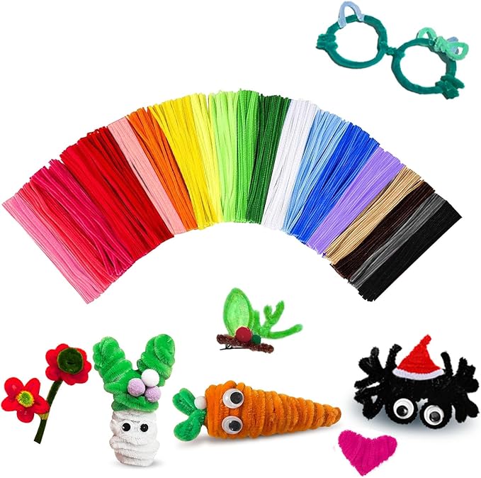 Pipe Cleaners,300PCS Multicolored,Pipe Cleaners Craft,Juegos para Niños,Arts and Crafts,Art Supplies,Craft Supplies Pipe Cleaners Bulk for Projects Creative DIY Decorations School Supplies for Kids 