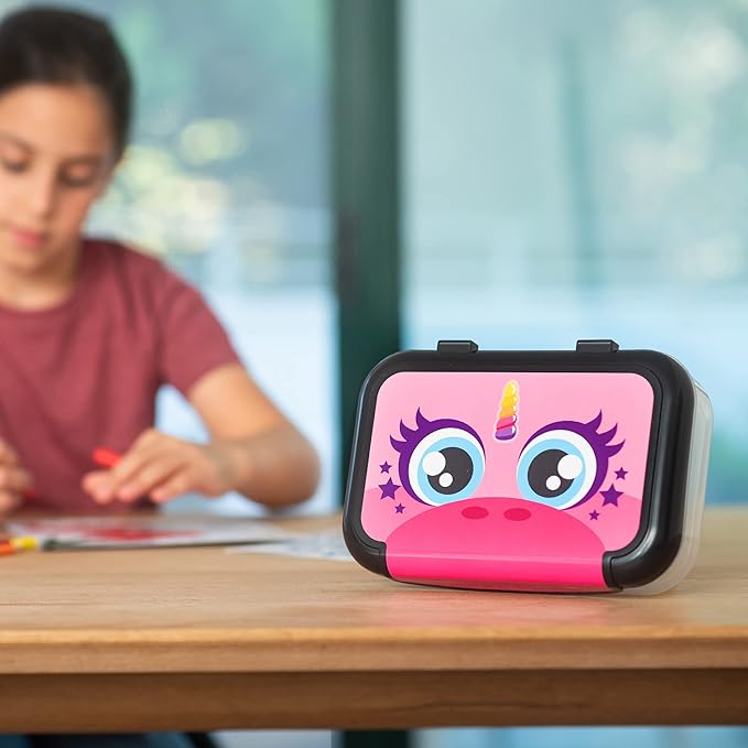 ZIPIT: Recycled Plastic Pencil Box - Pink Unicorn - Large Capacity Case, Character Stationery Organizer, School Supplies-Toy Holder, Snap Close, Kids