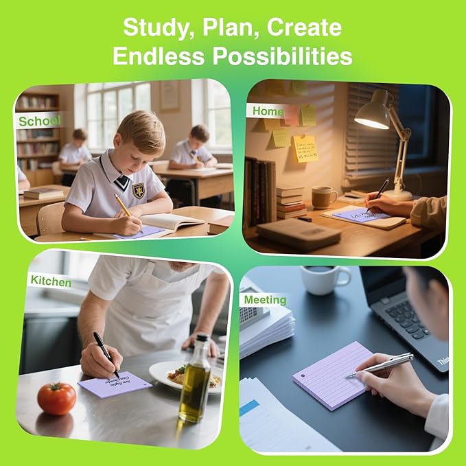 250 Pcs Colored Index Cards with Ring 3 x 5 Inch Heavyweight Ruled Flash Cards, Flashcards with Ring for School & Office Supplies and Home Organization, Durable Study To Do List Lined Note Cards