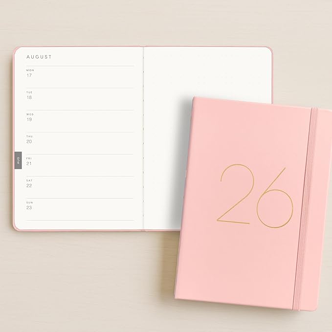 And Per Se 2026 Planner, 15 Months Hardcover Daily, Weekly & Monthly Planner, A5 size, 100GSM Thick Paper, Back Pocket, 5.7" x 8"(Pink)