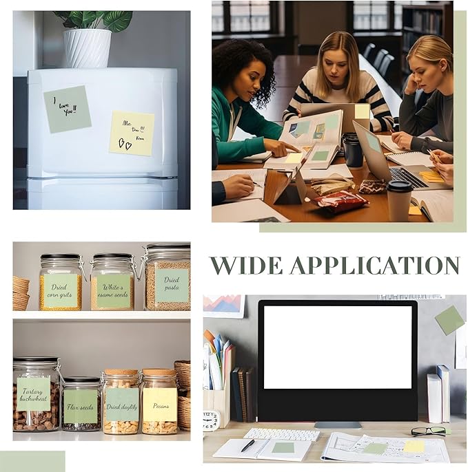 Marspark 500 Sheets Transparent Sticky Notes with Marker, 3x3 Inch See Through Sticky Notes, Self-Adhesive Translucent Clear Note Pads for Bible Journaling Memo Office School Supplies(Sage Green)