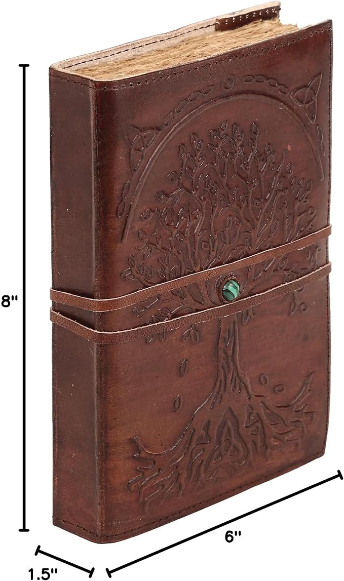 Leather Journal Lined Paper Tree of Life Handmade writing Notebook Diary Leather Bound Daily Notepad for women and men Writing pad for Artist Sketch (6 x 8, deckle edge tan)