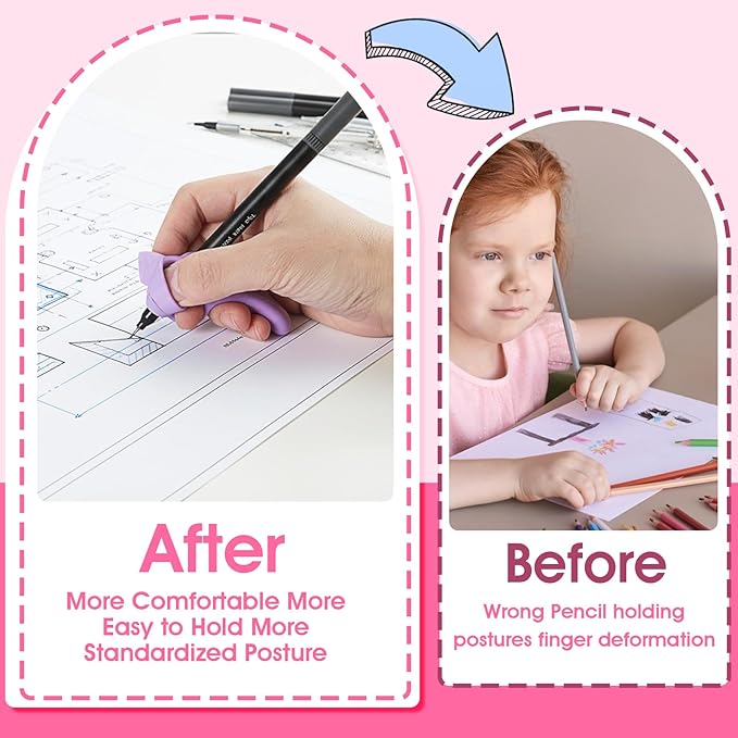 Qianyu Handwriting Ergonomic Pencil Grippers Holder Writing Posture Correction Tools Special Education Supplies for Toddlers, Preschooler (8 Pcs)