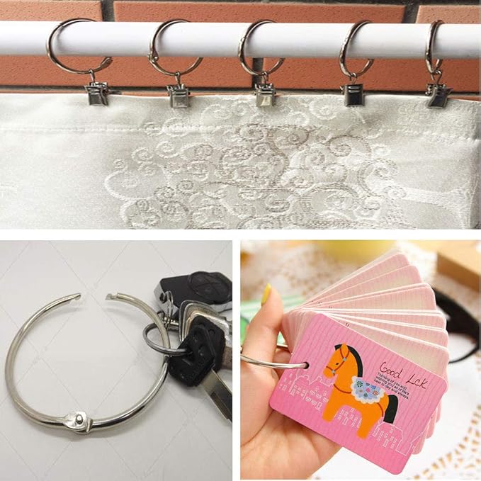 Loose Leaf Binder Ring 2 Inch, 8 Pack, Nickel Plated Steel Binder Rings,Silver, for School, Home, or Office,Book Rings, Metal Rings for Index Cards, Rings for Flash Cards, Paper Rings