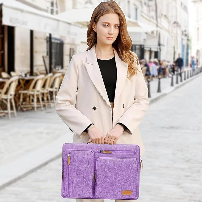 MOSISO 360 Protective Laptop Case 17.3 inch, 17-17.3 inch Laptop Sleeve Compatible with Dell, HP, Lenovo, Asus, Acer, Alienware, Side Open Carrying Case with 4 Zipper Pockets&Handle, Lilac