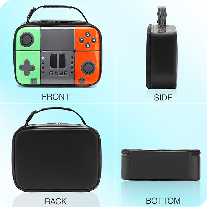 Kids Lunch Box for Boys,Game Console Insulated Lunch Bag for Kids,Leather Lunchbox for Boys,Waterproof Leakproof Portable Fits Most Bento Boxes