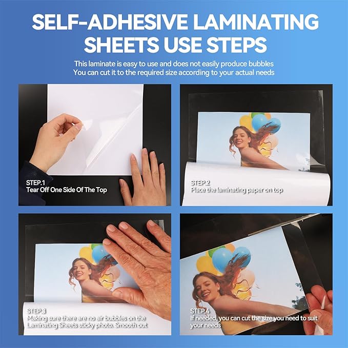 36 Sheets Transparent Laminate Sheets 8.5x11 inch Self Adhesive Laminating Sheets 100% Clear Waterproof Vinyl Laminator Sheets Overlay Lamination Sticker Film for Sticker Paper, Photo