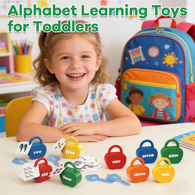 Locks and Key Toddler Toys, Number Counting Cause and Effect Toys for Kids Ages 3-5, Preschool Learning Activities, Kindergarten Classroom Must Haves, Montessori Toy for 3 Year Old