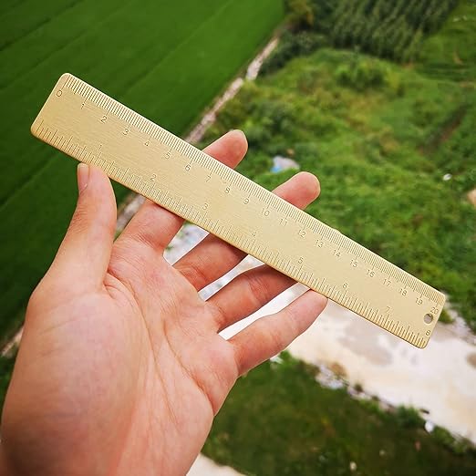 8 Inch Brass Ruler, Ideal for Carpenters, Sewers, Students, Modern Design, Solid Brass Construction