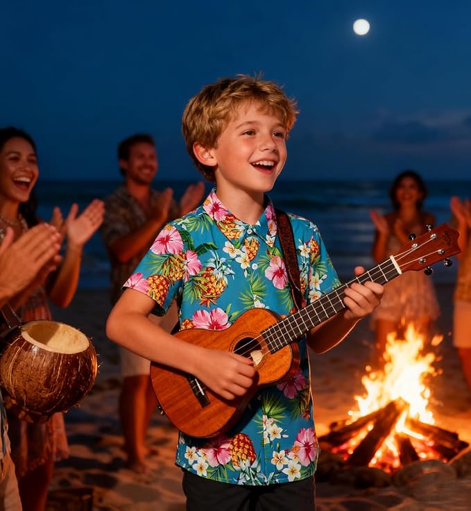 Enlifety 2-10T Kids Hawaiian Shirt Boys Short Sleeve Button Down Shirts Hawaii Summer Casual Blouse