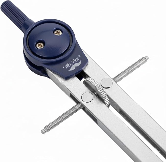Mr. Pen- Metal Geometry Compass, Center-Wheel Design, Precision Drafting Compass with Pencil for School & Technical Drawing, Draws Circles up to 11 Inches Diameter