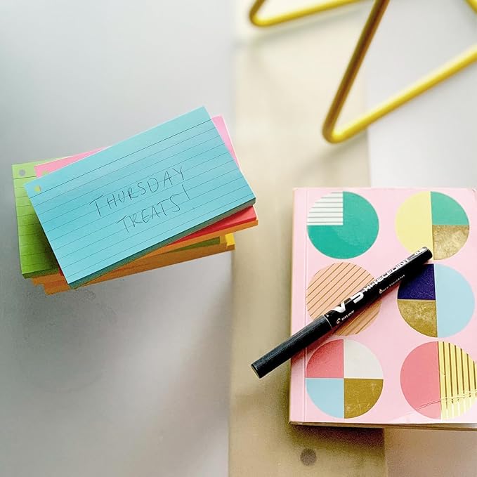 500PCS Colored Index Cards, 3x5 Inches Flash Cards with Ring (3x5(800))