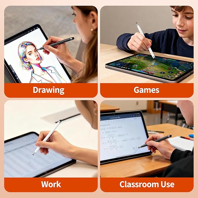 10 PCS Stylus Pen for Touchscreen, Lightweight 2 in 1 Dual-Tip Design, for Drawing, Note-Taking & Gaming, Stylus Pen for iPad, iPhone, Android Tablets Capacitive Touch Screen