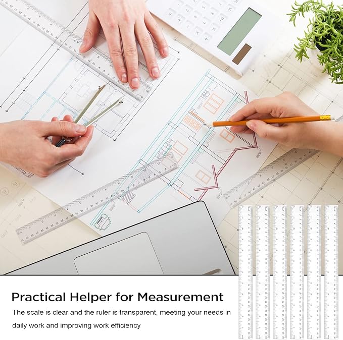Zonon 100 Pcs 12 Inch Rulers Bulk Clear Plastic Straight Ruler for First Day of School Gift Back to School Supplies Flexible Measuring Tool with Centimeters and Inches for Student Office