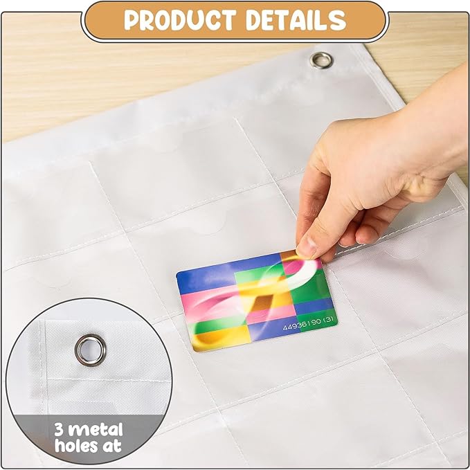 AKAYOK 2'' x 3.5'' Business Card Holder Sleeve - 36-Pocket Card Organizer for Social Security Cards, Credit Cards, IDs & More | Transparent Hanging Pocket Chart for Effortless Organization & Storage