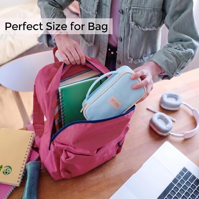 SKYDUE Blue Pencil Case for Girls & Boys – Large Capacity Zippered Pencil Pouch with Multi-Compartment, Aesthetic Pencil Bag for School & Office Supplies