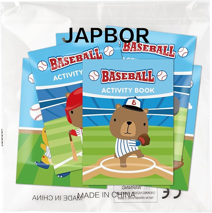 JAPBOR Baseball Activity Coloring Books - 24PCS Mini Baseball Themed Color Activities Book Bulk for Party Favor, Sport Small DIY Colouring Pages for Birthday Gifts Class Drawing Painting Games