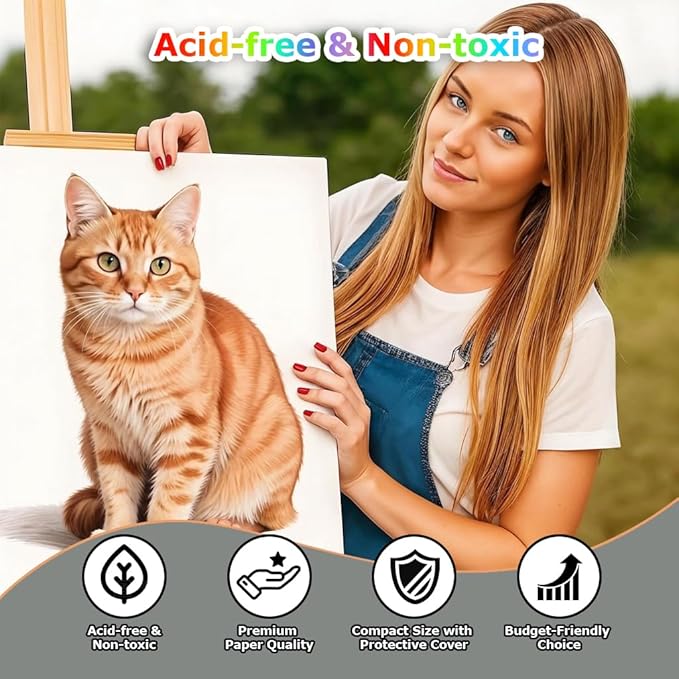 9" x 12" Sketch Book, 2-Pack 50 Sheets Spiral Bound Art Sketchbook, Acid Free Artist Drawing Book Paper, Art Supplies for Kids, Craft Activities, Sketch Paper for Drawing Coloring Sketching(Green)