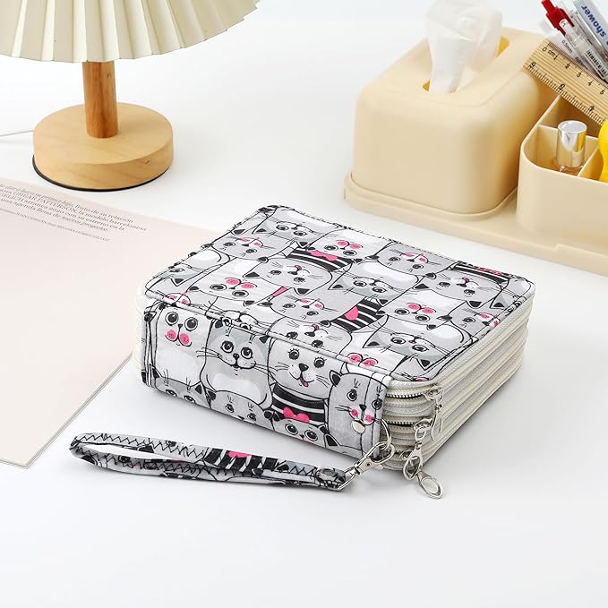 Portable Colored 72 Slots Pencil case Organizer with Printing Pattern for Watercolor Pens, Pencil Case Organizer for Artist