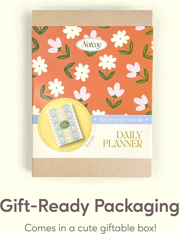 Notcoy Undated Daily Planner and Notebook, Aesthetic Hardcover Productivity Planner with To-Do List, Habit Tracker, Weekly & Monthly Views - Teacake
