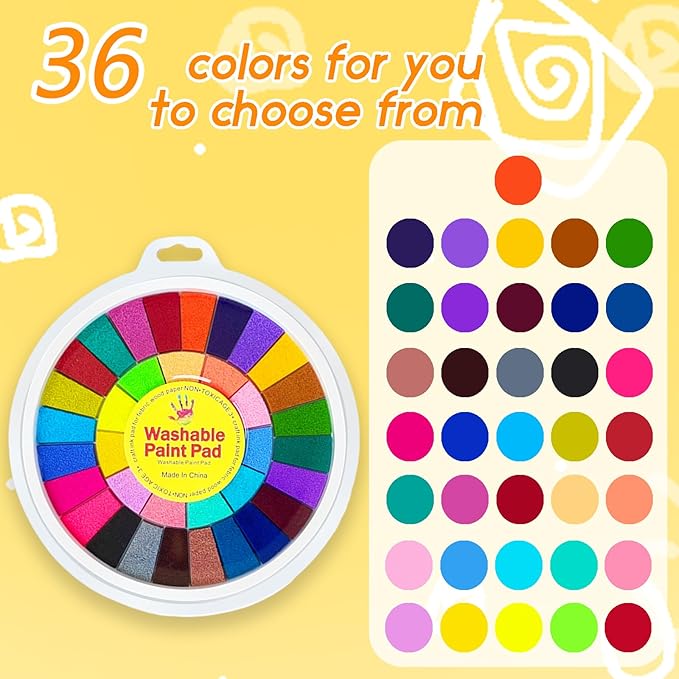 36 Color Kids Washable Finger Paint Set,Funny Finger Painting Kit with Book for Toddlers,Children's Finger Drawing Toys with Finger Cots and Painting Templates for Baby,DIY,Art,Early Learning Gift