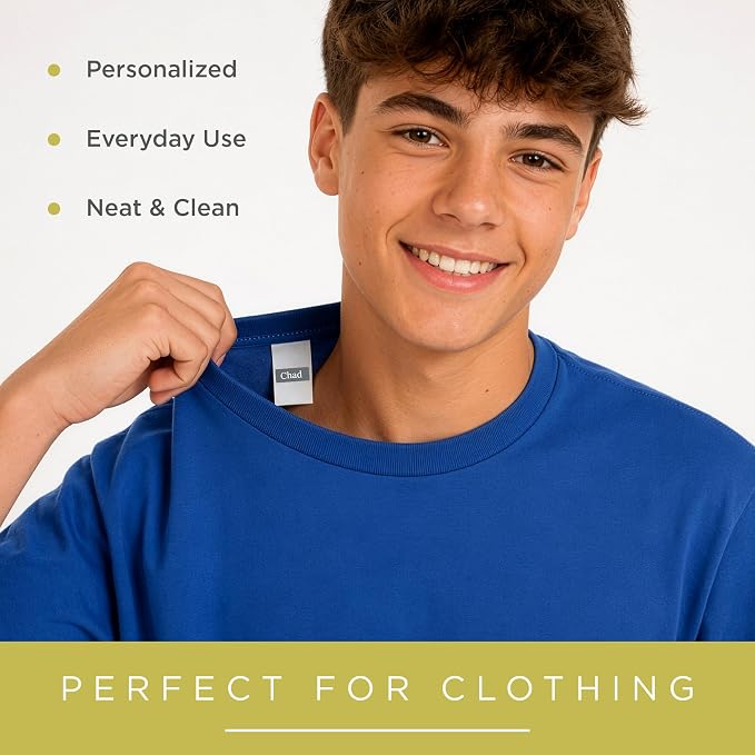 Personalized Clothing Labels for Kids, Nursing Home, Daycare and Personal Items, Custom Name Tags for Clothes Stickers, 1.5X.5 Inches Made in The USA by MSC