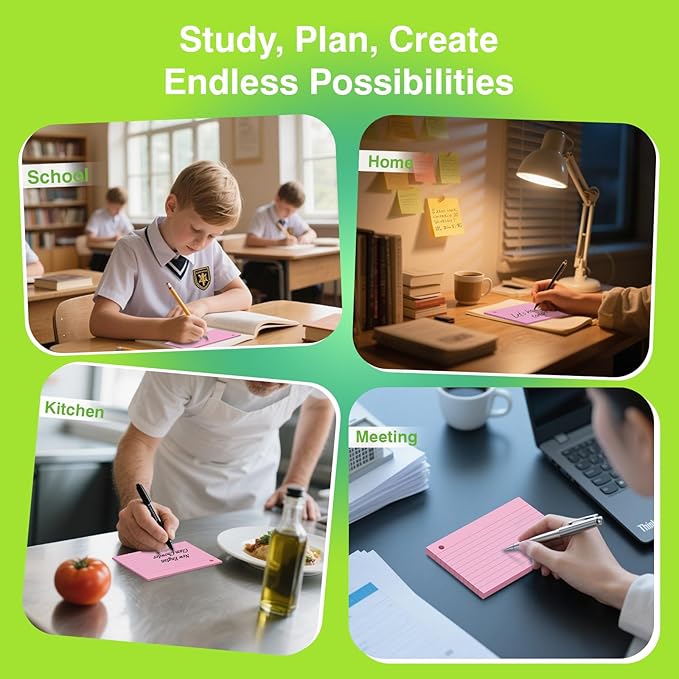 250 Sheets Colored Index Cards with Ring 3 x 5 Inch Heavyweight Ruled Flash Cards, Flashcards with Ring for School & Office Supplies and Home Organization, Durable Study To Do List Lined Note Cards