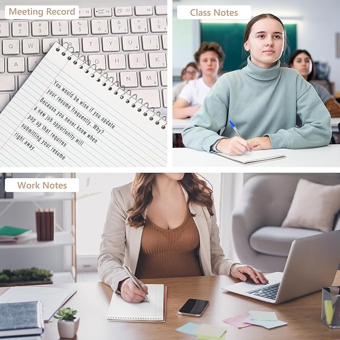 Resurhang 6 Pack 8.5 x 11'' Office Steno Book Double-sided Spiral Steno Books College Ruled White Paper 70 Sheets/Pad Pastel Colors Covers for School Office(Minimalistic Color,Aesthetic Style)