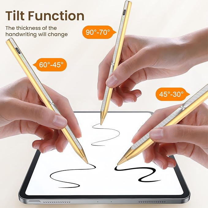 Hastraith Stylus Pen for iPad(2018-2026)-13 Mins Fast Charge with Tilt Sensitivity & Palm Rejection for iPad 11/10/9/8/7/6th Gen, Air 5/4/3/M4/M3/M2, Pro 13"/12.9"/11"/M4, Mini 7/6/5th, Metallic Gold
