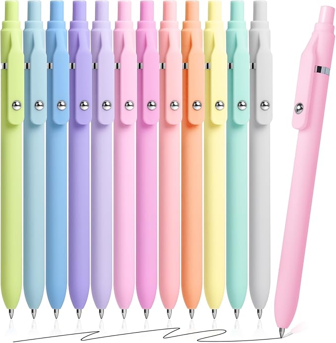 Fenmay Gel Pens, 12 Pcs 0.5mm Fine Point Aesthetic Pens, Quick Dry No Smudge, Smooth Writing Comfortable Grip Pen, Cute Black Ink Journaling Pens for School Supplies Office Desk Accessories