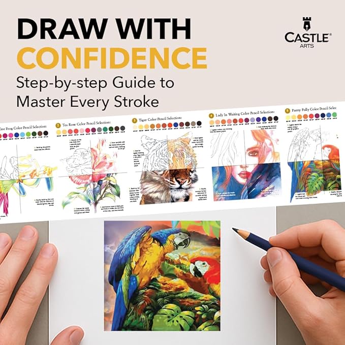 Castle Art Supplies Gold Standard 120 Colouring Pencils Set | Quality Oil-based Coloured Cores Stay Sharper, Tougher Against Breakage | For Adult Artists, Colourists | In Presentation Tin Box