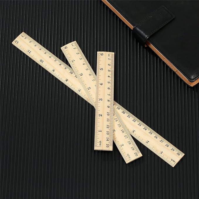 3 Pack Wooden Ruler Set, 6, 8, 12 Inch Rulers, High-Quality Metric Ruler, Easy to Read, mm, Sturdy and Durable Straight Edge for Drawing, Home, Office, Engineering