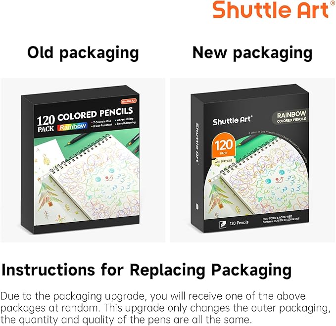 Shuttle Art 120 Pack Rainbow Pencils Bulk, 7 Colors in 1 Rainbow Colored Pencils, Pre-sharpened, Break-resistant Black Wooden Pencil for Kids and Adults Coloring, Drawing, Sketching, Doodling, Gifts