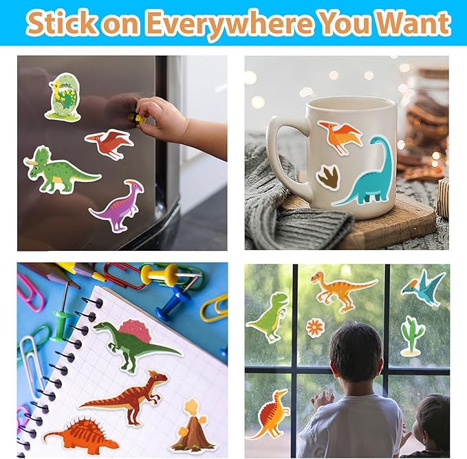 Reusable Sticker Book for Kids 1-3, Jelly Sticker Books for Toddlers 2-4 Years, Dinosaur Stickers for Kids, Toddler Easter Basket Stuffers&Travel Essentials Plane Activities (Dinosaur)
