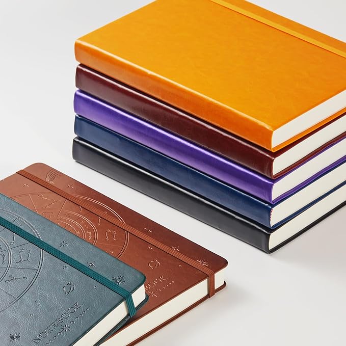 FOCUS DAY 3 Pack Lined Journal Notebooks, A5 Thick Notebook Journal Set for Work Writing, 320 Pages Hardcover Leather Bound Notebook Bulk for Women Men Office School, 5.7'' X 8.4'', Multicolor