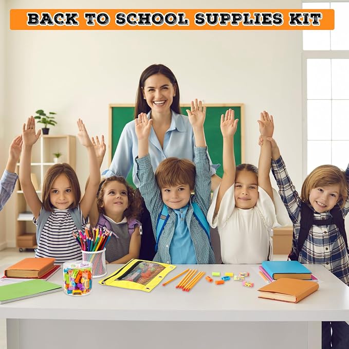 20 Sets Back to School Supplies Kit for Kids Include Colored Pencils, HB Pencils, Pencil Pouch, Erasers, Pencil Sharpener for Classroom School Office Desk Teacher Supplies