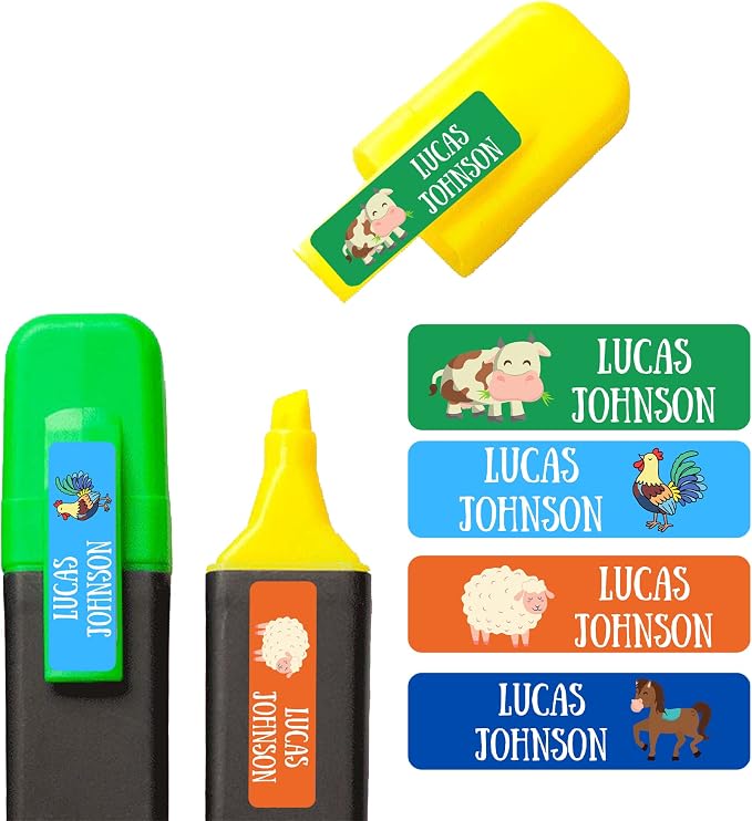 Custom Waterproof Dishwasher Safe Kid Name Labels for Daycare(128 Pack), Camp, School Supply, Baby Bottles, Lunch Boxes and Cups, Travel. Cute Personalized Design Name Stickers (Pattern 21)