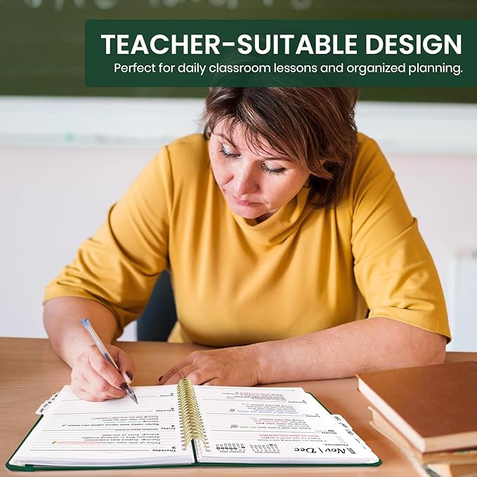 Planner 2026-2027, Weekly and Monthly Academic Year Planner Calendar, July 2026 - June 2027, Hardcover Large School Planning Agenda With Tabs, Perfect for School & Office Supplies, A4 (8.5" x 11"), Dark Green