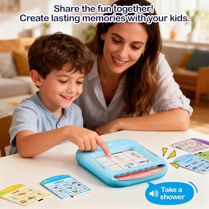 Interactive Learning Tablet for Kids, Educational Talking Toy with 30 Flash Cards for Alphabets, Phonics, Words, Music & Quiz, Best Learning Toy for Ages 2-5, Birthday Gift for Boys&Girls, Blue