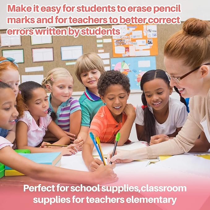Sukh Cap Erasers for Pencils Pulk - Pencil Top Erasers Cap Erasers Toppers for Latex Free Assorted Colors School Supplies for Teachers Classroom Home and Office (Pack of 100)