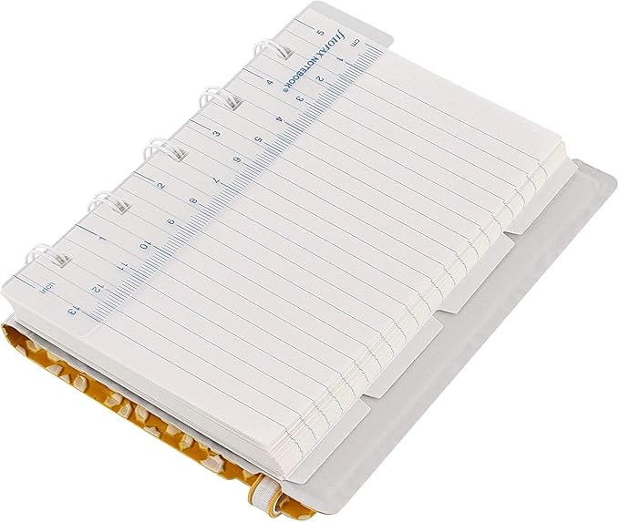 Filofax B115071U Refillable Notebook, Pocket Size, 112 ruled moveable pages. Includes 4 Indexes (one with pocket), page marker and elastic closure, Yellow & White