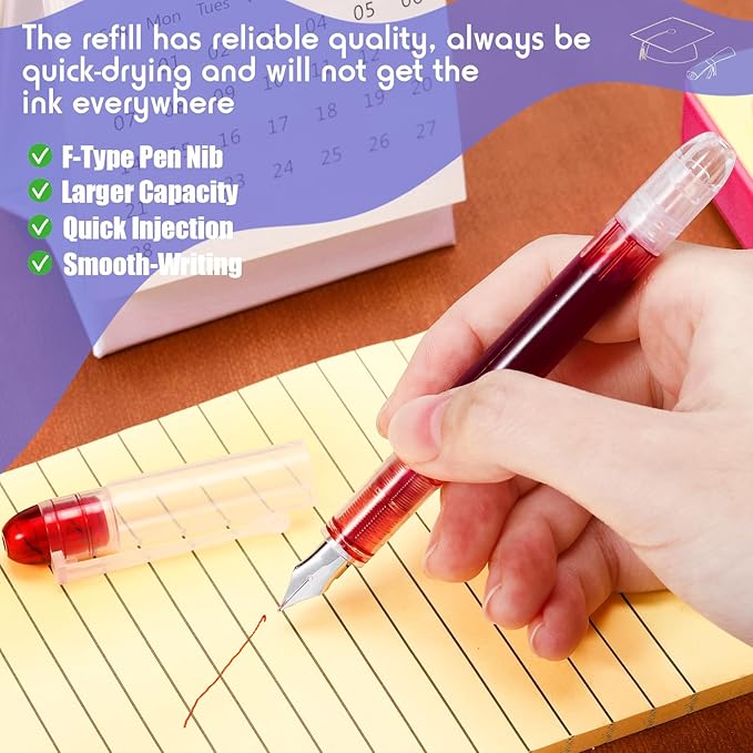 Clabby 12 Pieces Disposable Fountain Pens, Quick-Drying Ink Pen, Smooth-Writing Multicolor Art Supplies for Sketching, Journaling, Calligraphy and Doodling (Mixed Colors)