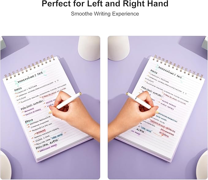 Yoment Top Spiral Notebook, Hardcover Steno Pads, 240 Pages Top Bound Spiral Notebooks, 7"x10" College Ruled Spiral Notepad Left-Handed Notebooks for Work School Office Business,Purple