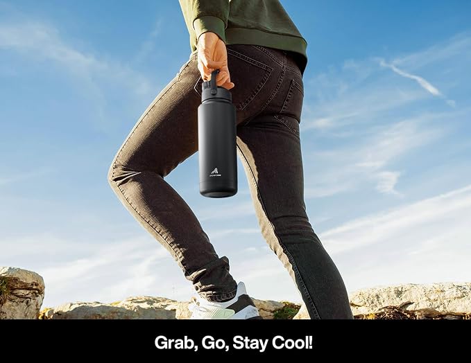 POWCAN 40 oz Insulated Water Bottle with 2-in-1 Straw and Spout Lid, Keep Cold 24H, Leak-Proof, BPA-Free, Double Wall Stainless Steel Water Bottle for Sports, Gym, Travel, Gift, and School (King)