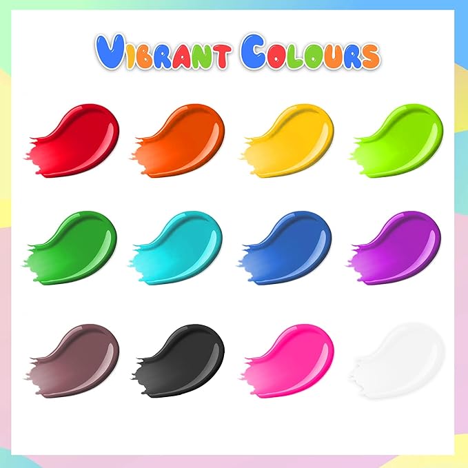 Art+soul SuperEasy Washable Finger Paint, 2 OZ x 12 Colors, Non-Toxic Blendable Cream Texture, for Fingers, Arm skin, Paper, Plastic, Fabric, Glass, Mirror, Window, Whiteboard, Blackboard, Metal Panel